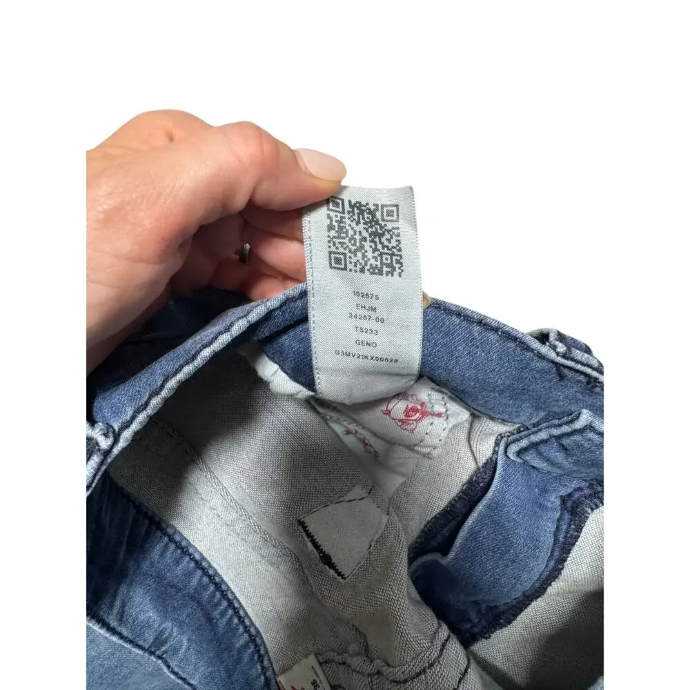 True Religion Straight Jeans Mens 36 Blue Denim Geno Relaxed Slim Fit Stretch